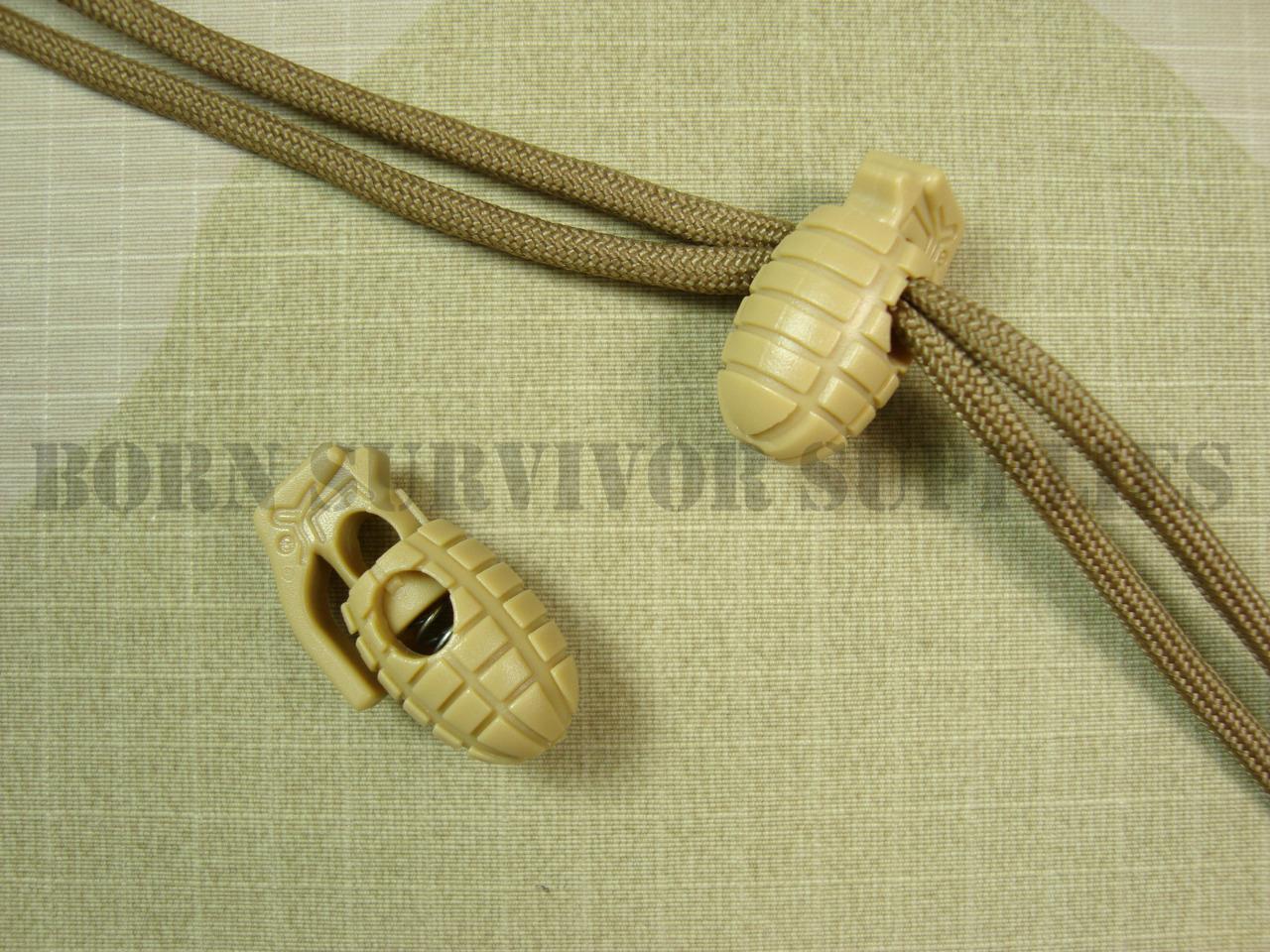 GRENADE SHAPED CORD LOCKS Strong Grip Plastic Drawstring Paracord