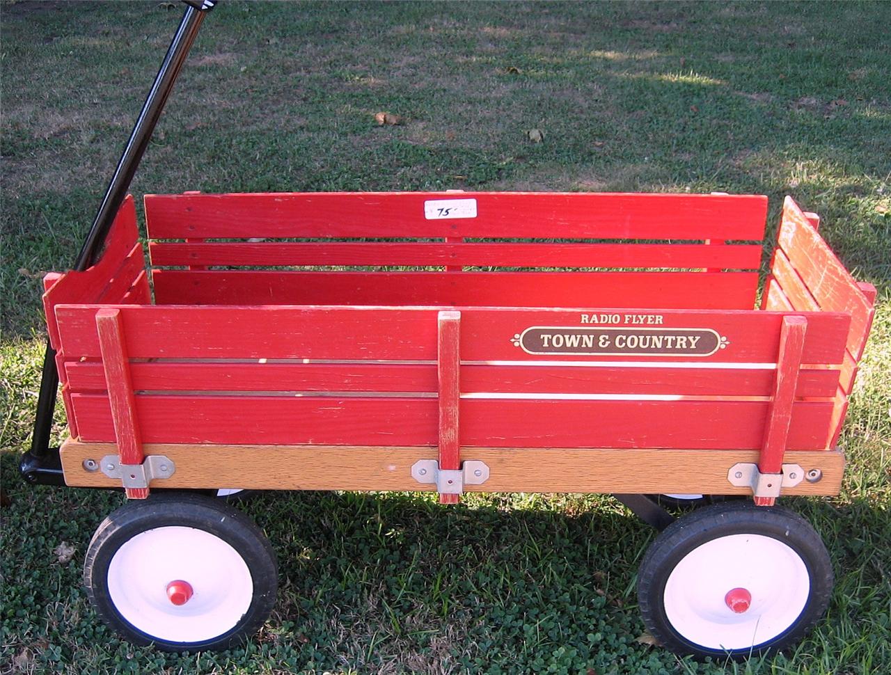 antique wooden radio flyer wagon