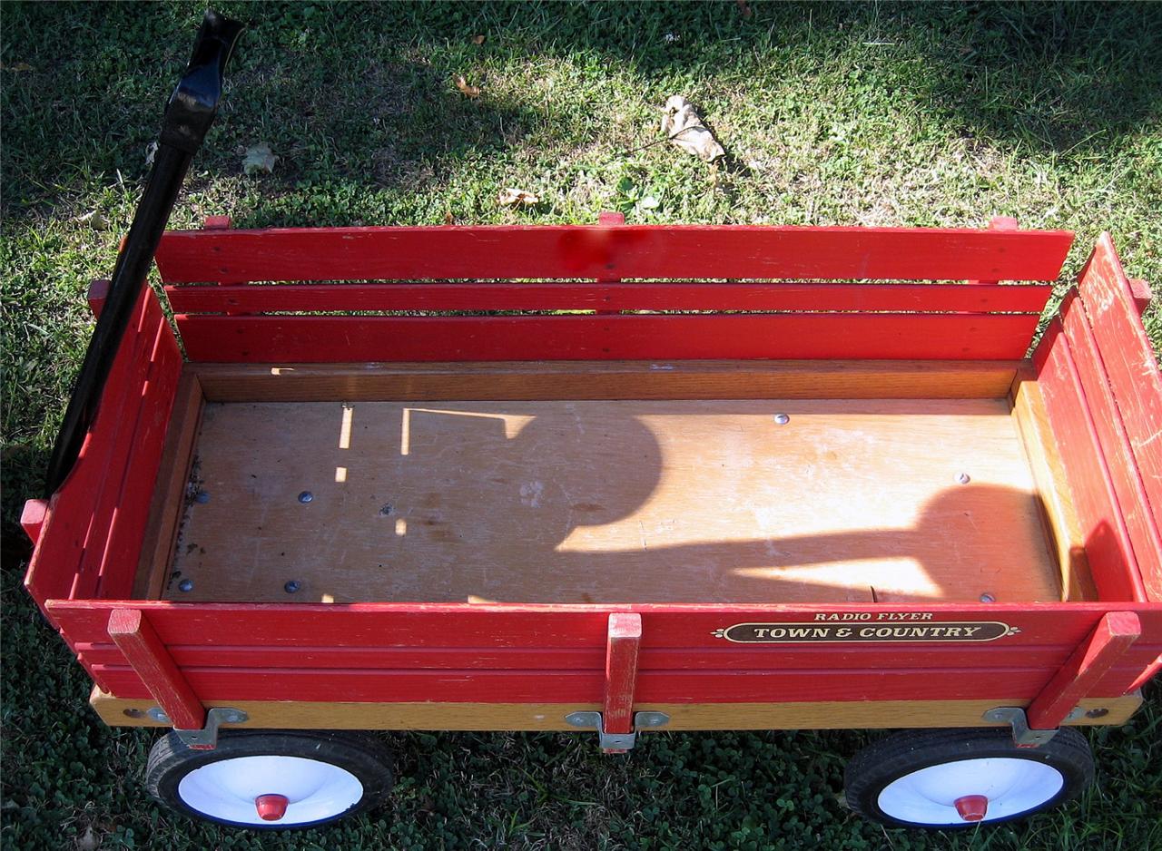 Vintage Radio Flyer Town and country Red Wood Wagon eBay