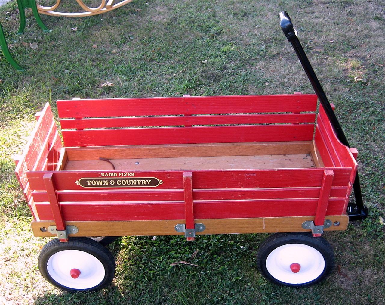 antique wooden radio flyer wagon