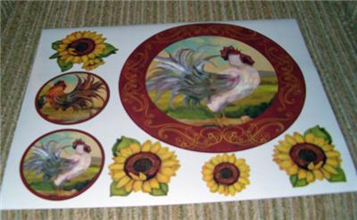 Rooster Accessories   Kitchen on Country Kitchen Rooster Sunflower Wall Decor Stickers   Ebay