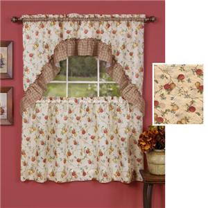 3 Pc Classic Country Fruit Kitchen Curtains Tier Amp Swag