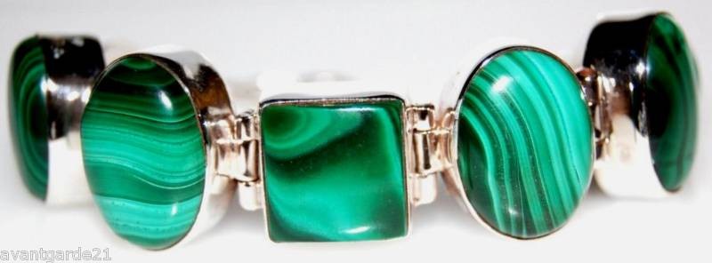 HUGE Malachite & Sterling Silver Bracelet NEW Jewellery