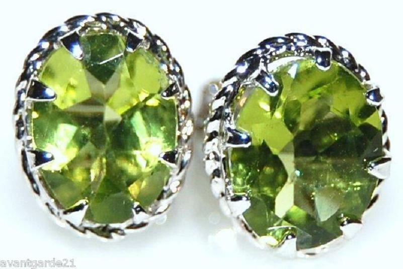 Real Peridot Sterling Silver Stud Earrings BN Jewellery