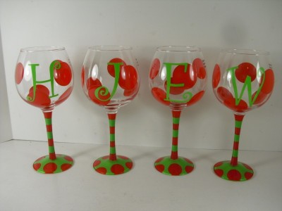 Makowsky Handbags on Mainstreet Collection Monogram Wine Glasses E J H W Ebay