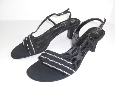Makowsky Handbags on Renee Shona Black Satin Rhinestone Sandals Shoes 8 5 Ebay