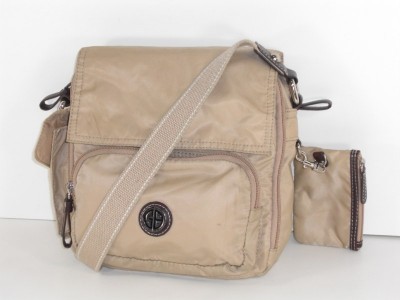 Cross Body Evening Bags on Giani Bernini Beige Nylon Flap Cross Body Bag Pre Owned   Ebay