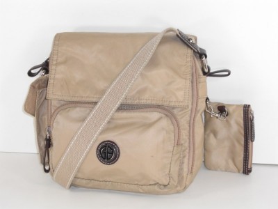 Cross Body Evening Bags on Giani Bernini Beige Nylon Flap Cross Body Bag Pre Owned Ebay