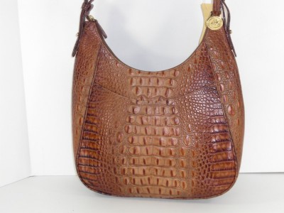 Brahmin Toasted Almond Embossed Leather Renee Shoulder Handbag Purse Authentic | eBay