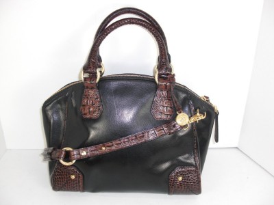 Brahmin Black Tuscan Tyler Leather Satchel Handbag Purse Authentic