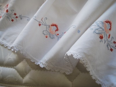Solid White Tailored Cotton Crochet Bed Skirt