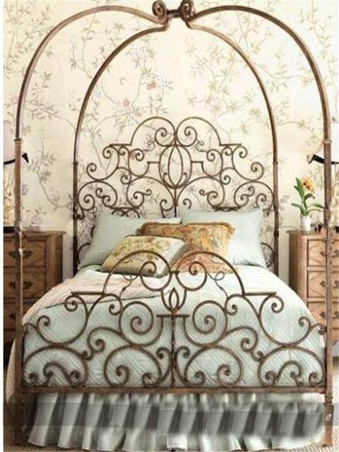 Ornate-Elegant-Victorian-Style-Canopy-Poster-Iron-Bed-End-Frame-Queen ...