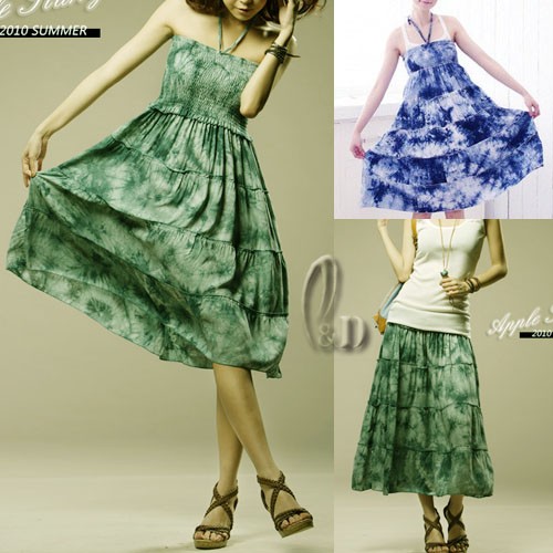 AU-SELLER-BOHO-Tie-Dye-Cotton-Convertible-Tube-Beach-Mini-Dress-Skirt-dr050