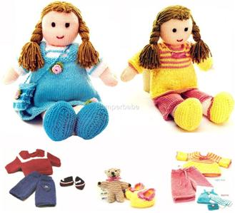 Toy Knitting Pattern * JEMIMA RAG DOLL + Outfits Teddy