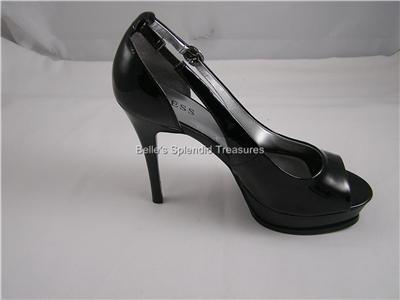 GUESS WG SHIVA  PLATFORM  PATENT  BLACK SHOE 7 37.5 NEW
