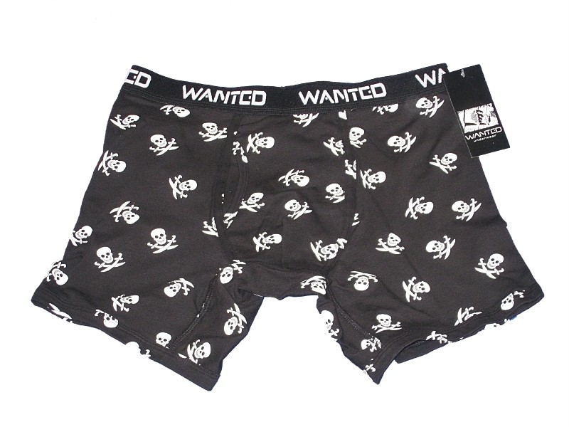 New Mens Wanted Underwear Sexy Skull Boxer Briefs MXL