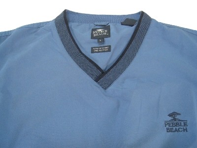 Pebble Beach Golf V Neck Nylon Pullover Large Blue