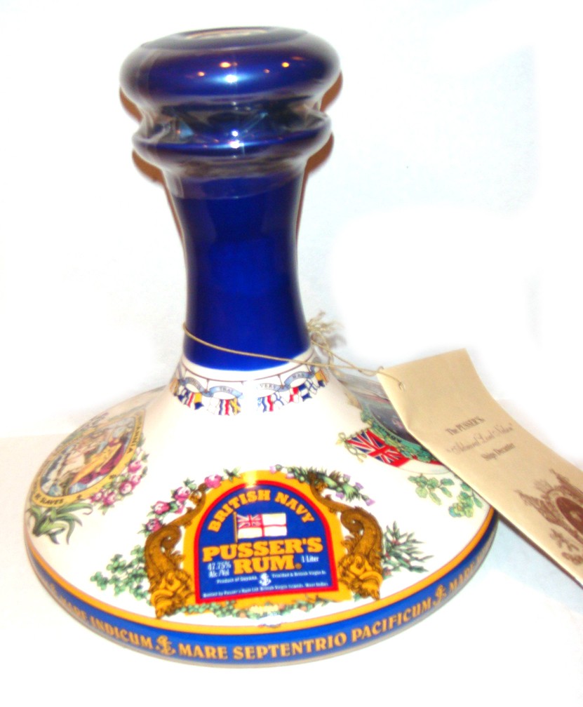 PUSSER'S RUM British Navy Ship Porcelain Decanter 1 Liter Sealed RARE