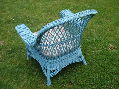 Cushion  Wicker Chair on Antique Wicker Chair Turquoise Wicker Cushion Included