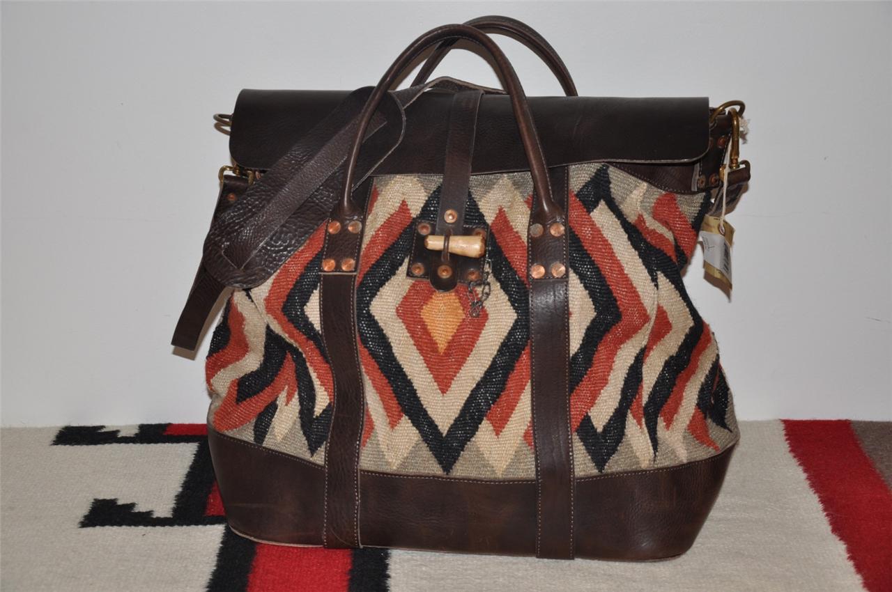 Ralph Lauren RRL Indian Blanket Leather Serape Large Overnight Bag eBay