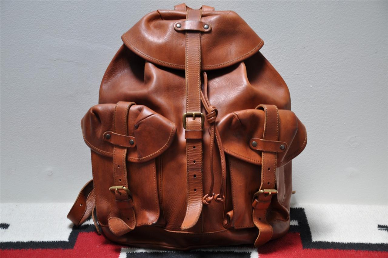 Ralph Lauren RRL Made in Italy Distressed Leather Backpack Rucksack Bag