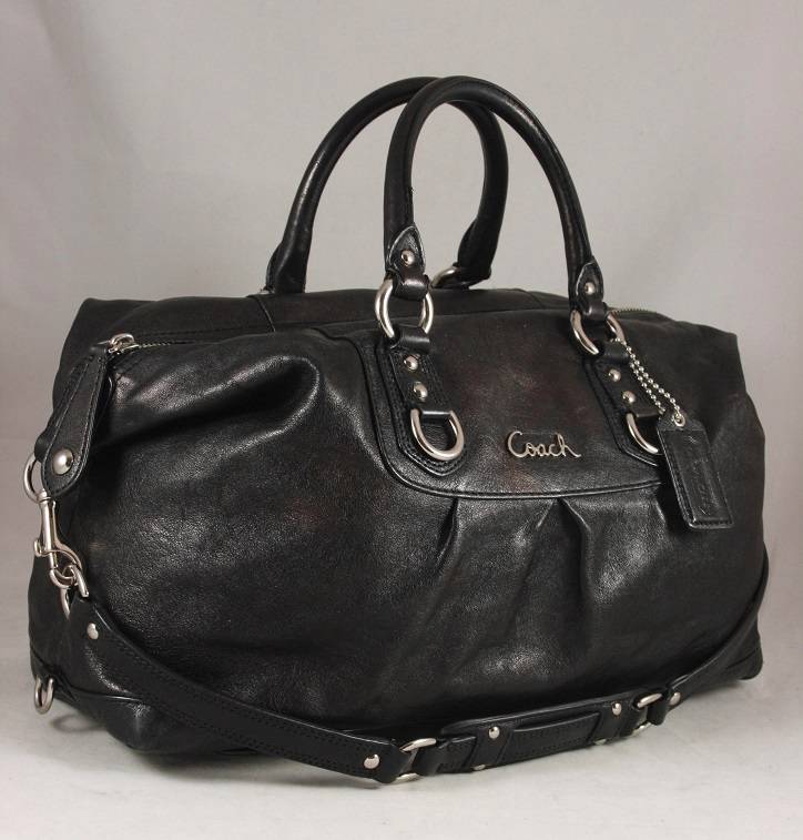 COACH Ashley *Black* Leather SATCHEL Bag 15447 ~Large~ | eBay