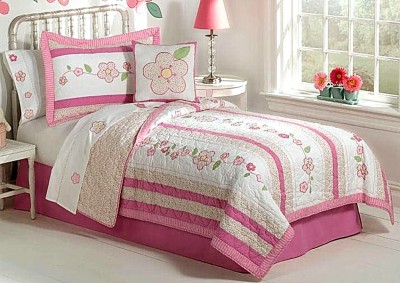 Shabby Chic Bedding Purple on Shabby Girlish Sweet Country Cotton Quilt Set   Shams Hand Pieced Pink