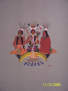 Vintage Kiowa Singers Litho Print STEPHEN MOPOPE 15x11"