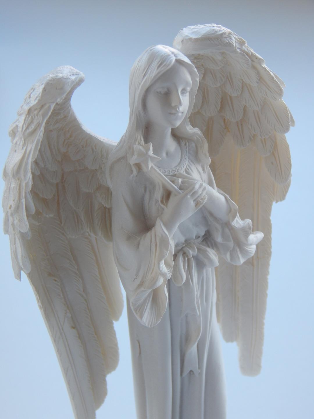 WHITE HOLY GUARDIAN ANGEL STATUE FIGURINE ORNAMENT MEMORIAL DOVE