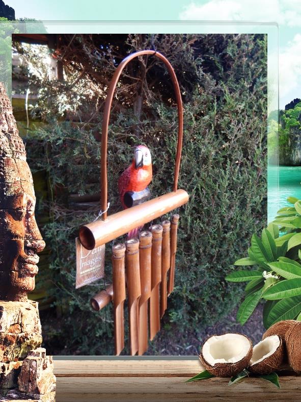Large Bamboo Wooden Garden Wind Chime Wood Parrot Perch Hand Made Large Bamboo Wooden Garden Wind Chime Wood Parrot Perch Hand Made In Bali New