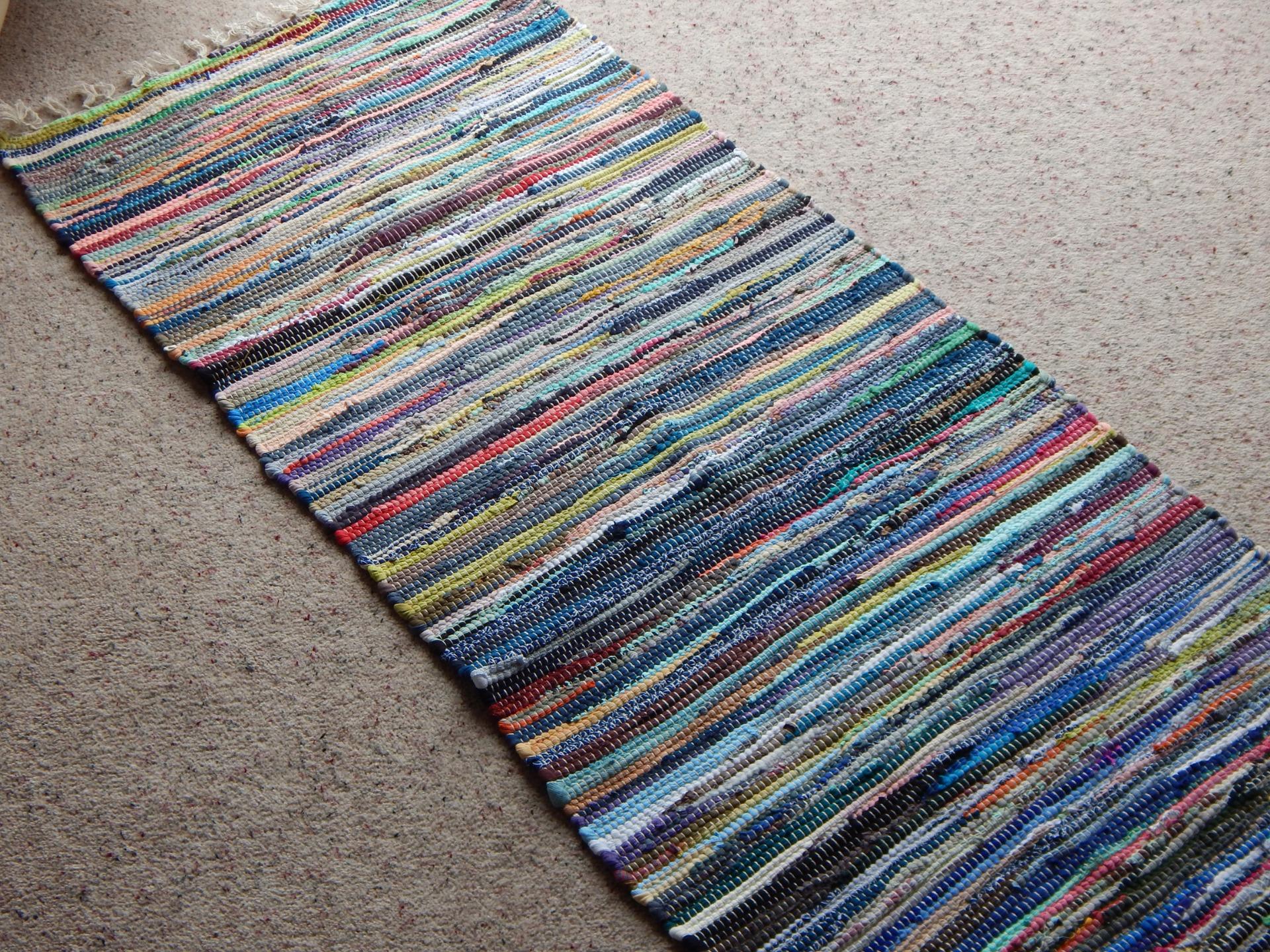 COTTON RAG RUG RUNNER Multi Coloured Fair Trade India Shabby Chic 3