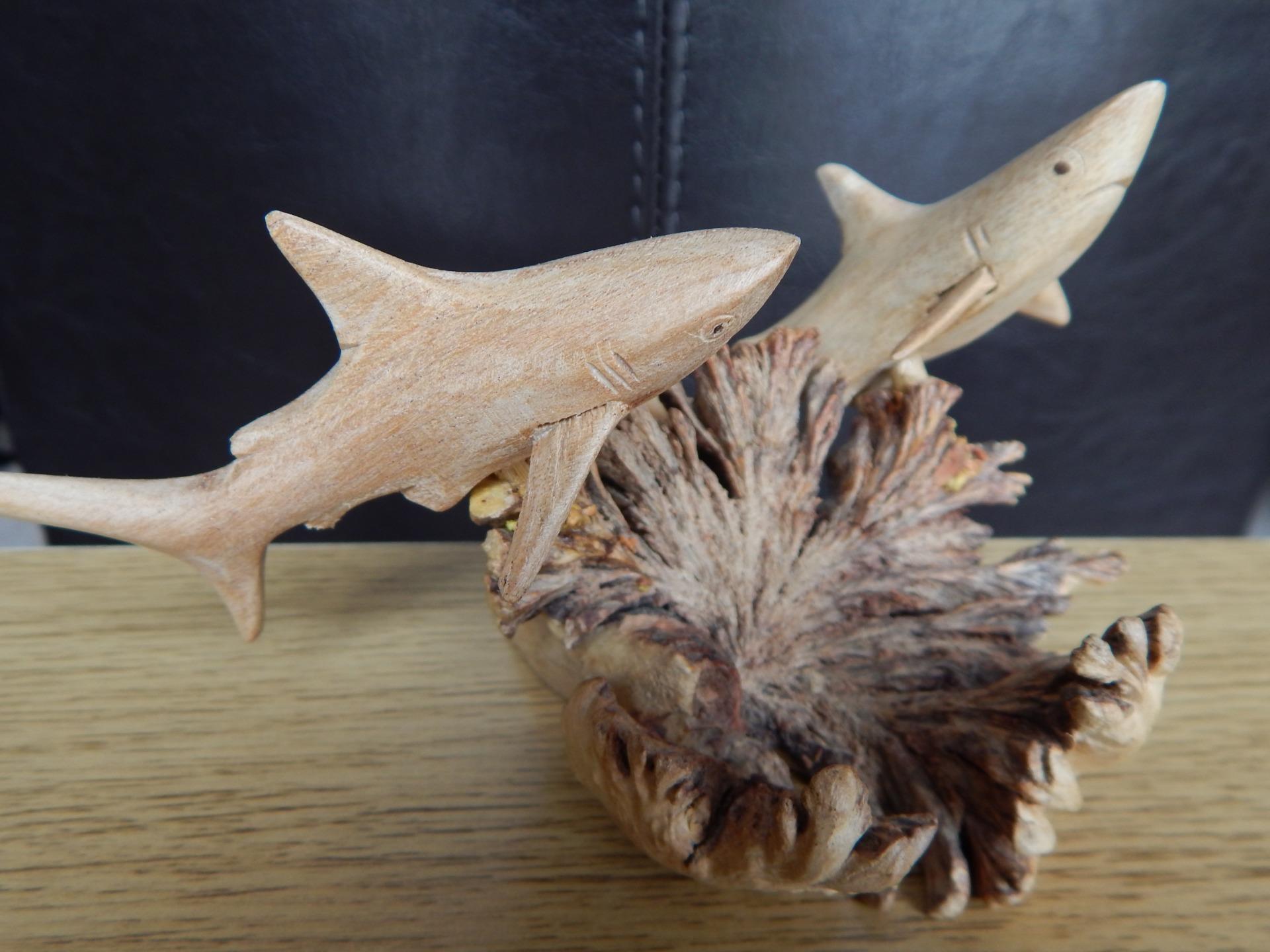 FAIR TRADE CARVED PARASITE WOOD CARVING SHARK FROG DEER WOODEN SCULPTURE eBay