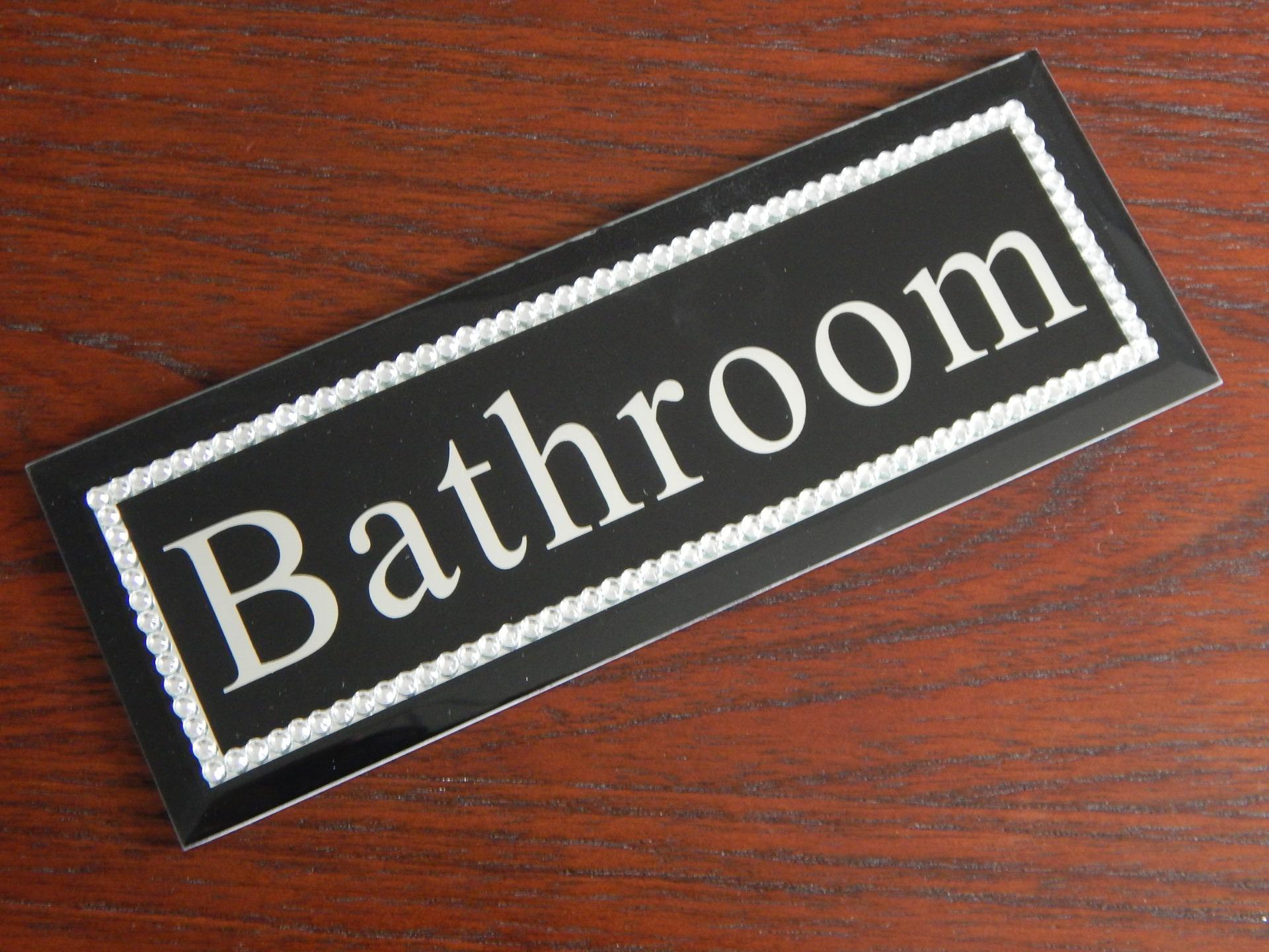 Black Silver Diamante Jewel Bedroom Bathroom Toilet Door Sign Plaque