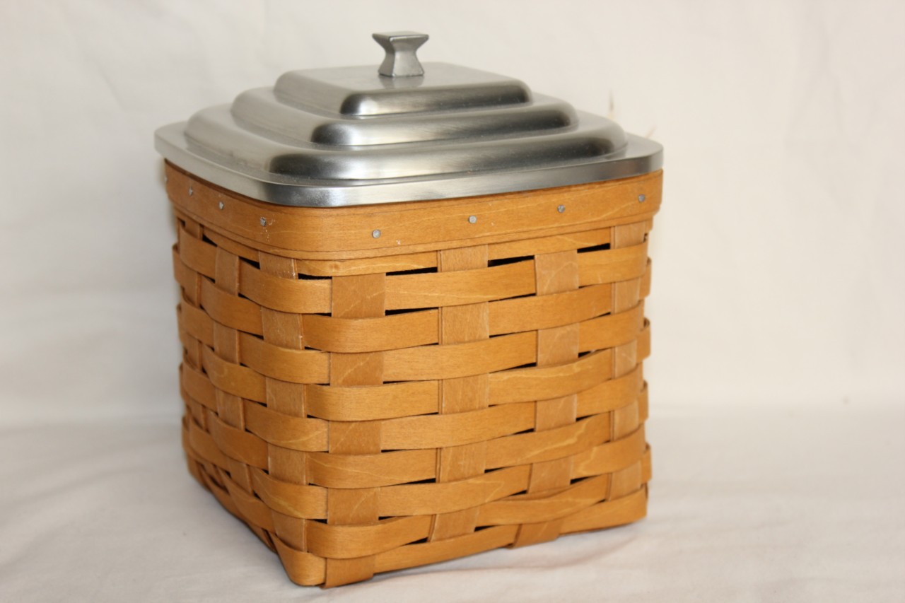 LONGABERGER SMALL SQUARE CANISTER BASKET & METAL DECORATIVE LID SET eBay