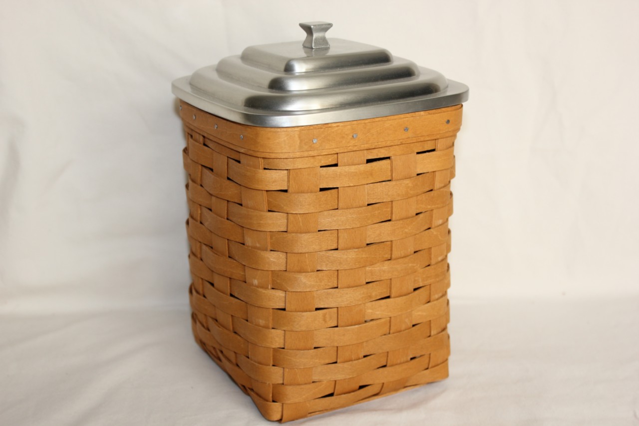 LONGABERGER MEDIUM SQUARE CANISTER BASKET & METAL DECORATIVE LID SET eBay