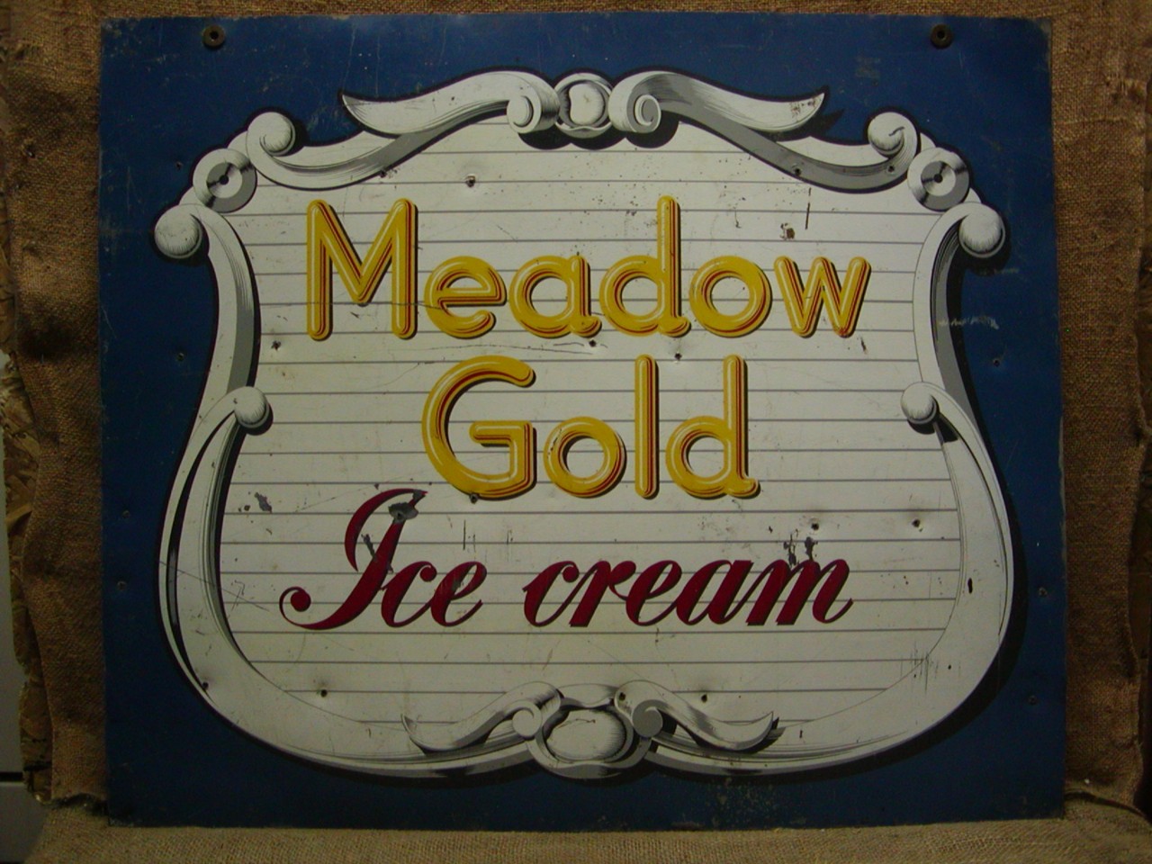 Vintage Meadow Gold Ice Cream Sign > Old Antique Signs eBay