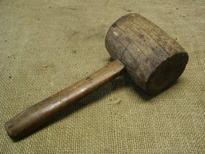 Details about Vintage Wooden Mallet &gt; Antique Old Hammer Tool 6239