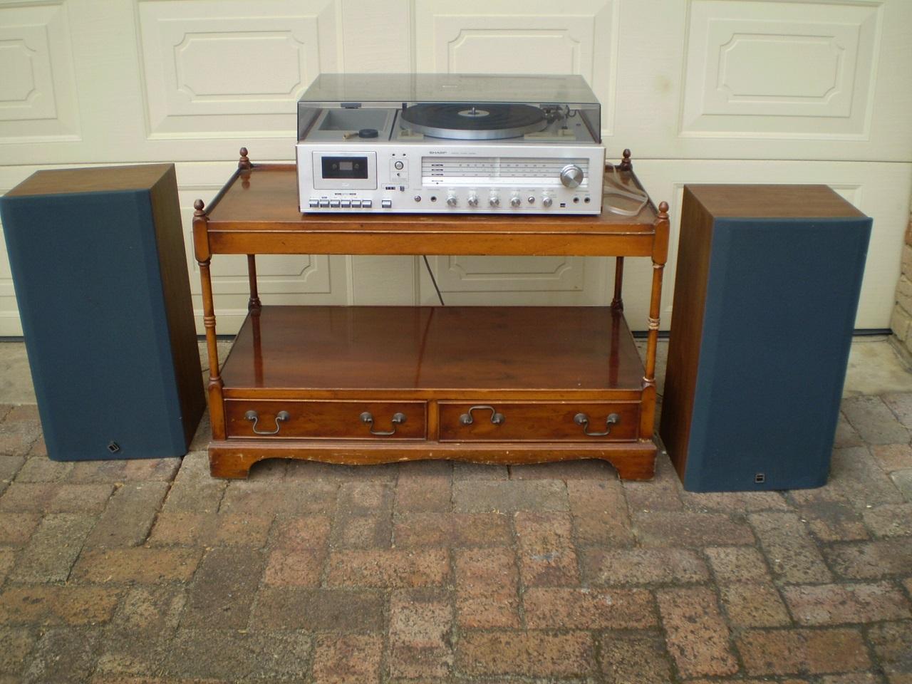 SHARP STEREO MUSIC CENTER, RECEIVER, CASSETTE TAPE DECK, TURNTABLE & SPEAKERS eBay