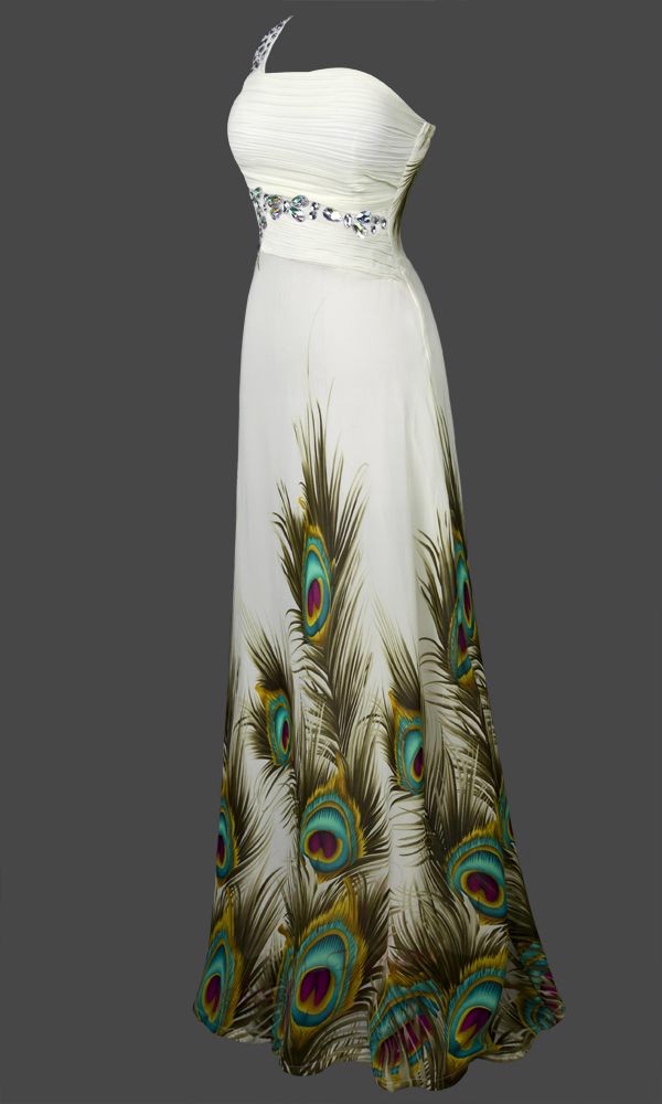 Unique Peacock Rhinestone Maxi Evening Gown Prom Dress S M L XL 18 Green eBay