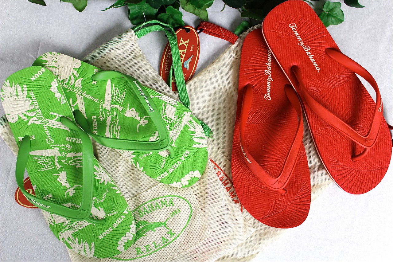 NEW-TOMMY-BAHAMA-Mens-Zumi-Red-Green-Flip-Flops-Sandals-Thong-Shoes-US-11-NWT