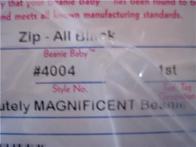 Beanie Babies Retired on Ty Beanie Baby Babies Retired Zip All Black 3rd Gen Ebay
