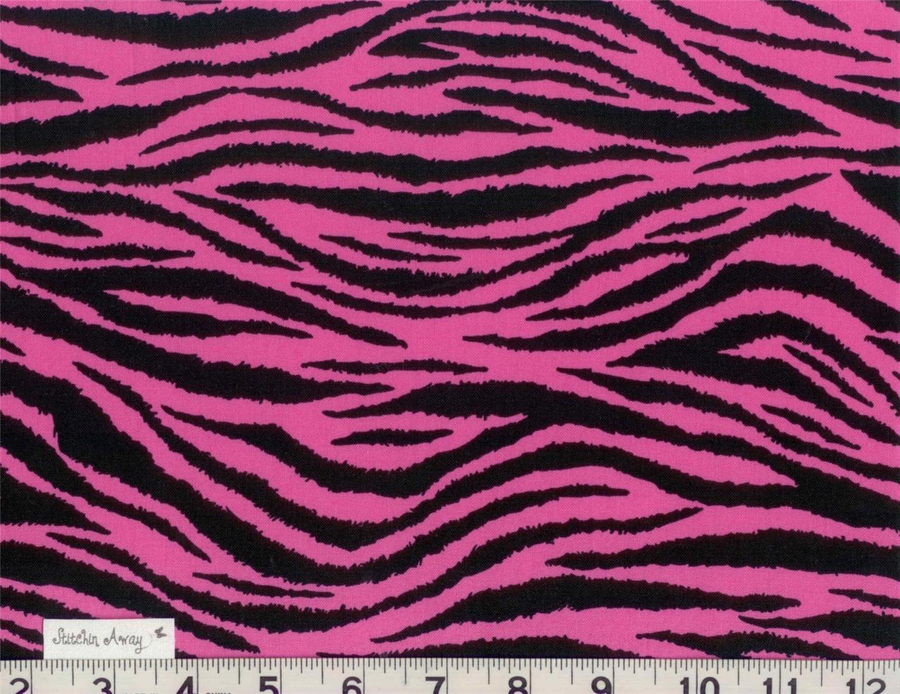 Black, Brown, Purple, Pink ZEBRA Animal Print Fabric BTY Quilting