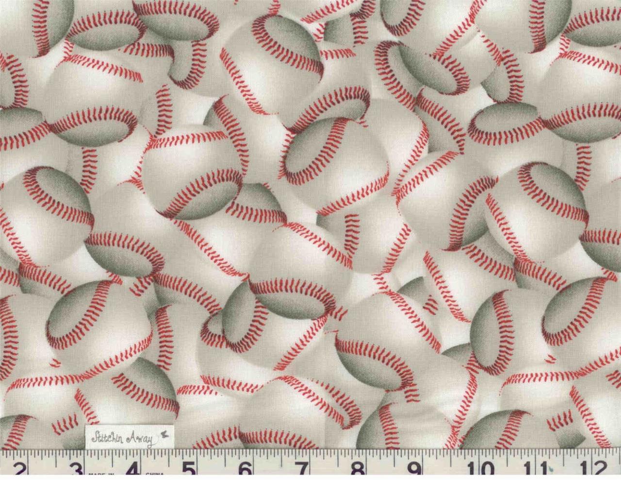 SPORTS Print Fabric BTY Quilting, Sewing FOOTBALL, BASEBALL, SOCCER