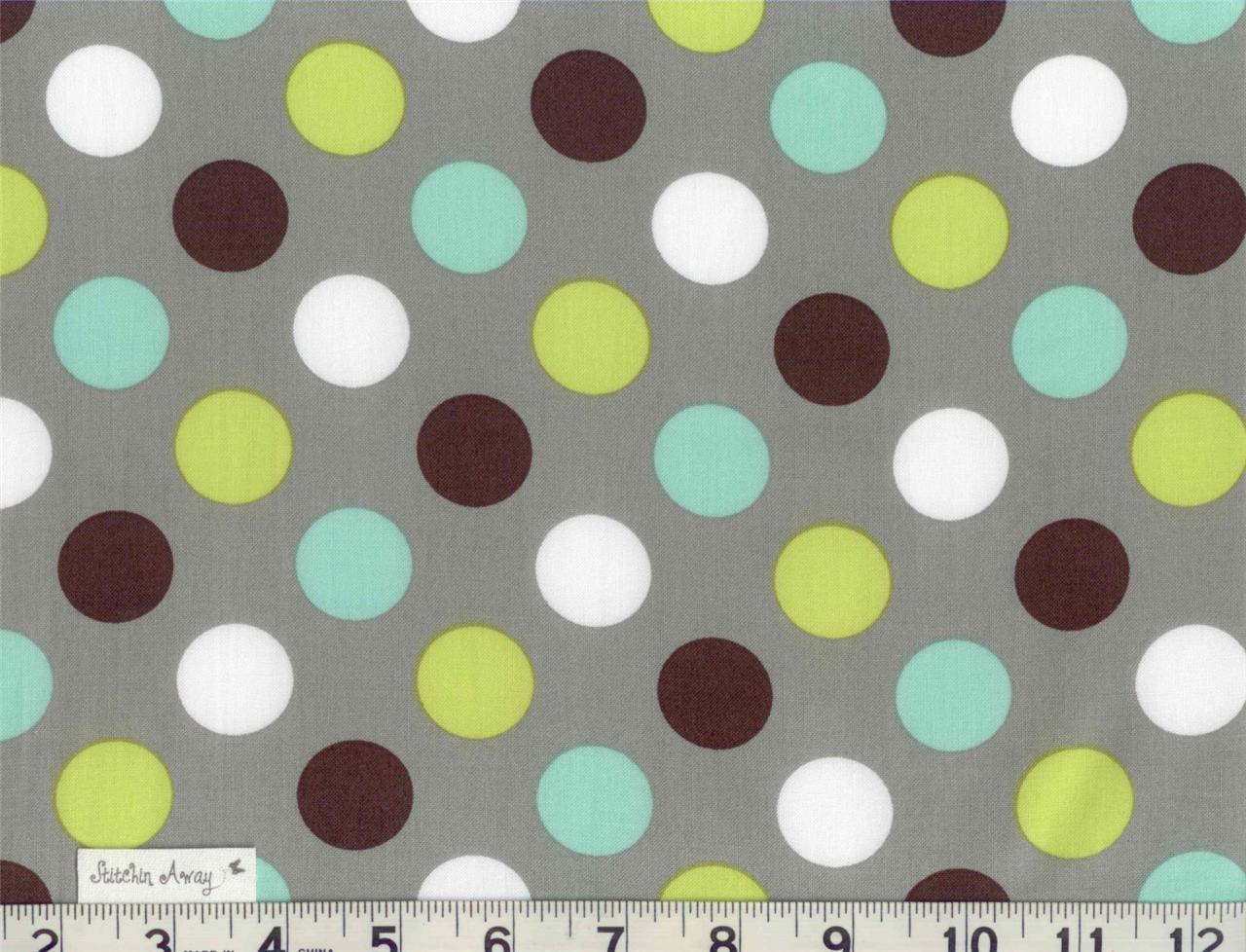 SPLENDID Quilting FABRIC 100 Cotton Brown, Aqua, White, Gray, Lime