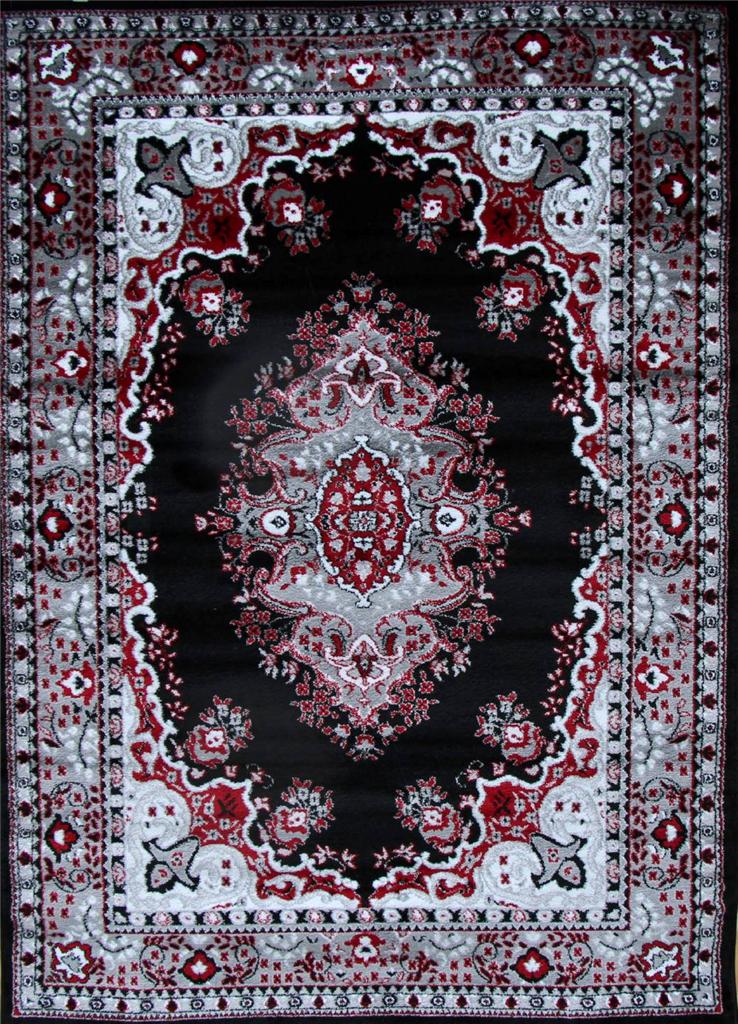 0889 Black red Gray oriental area rug persian new carpet 2x3, 5x7, 8x11