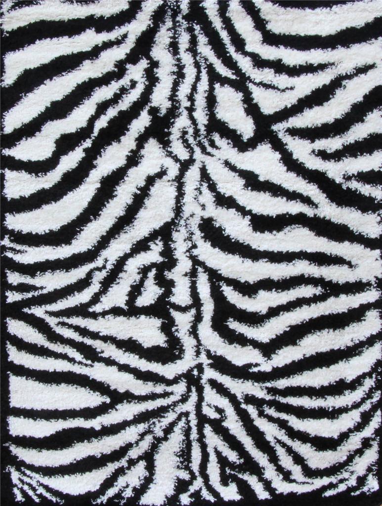 Shaggy Shag Zebra Red Turquoise White Gray 5x7 Area Rug Carpet eBay