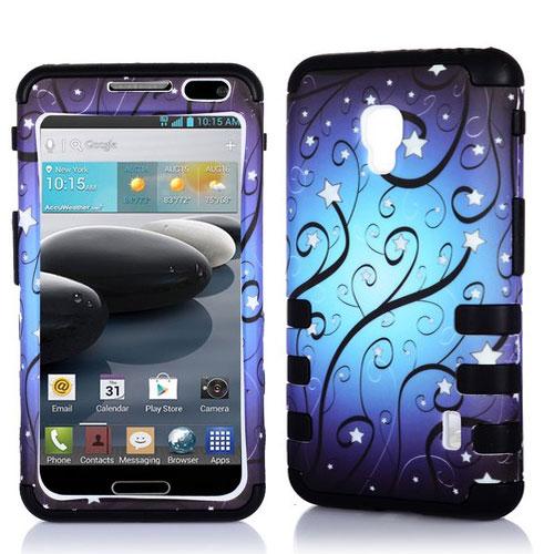 Phone Case For Metro PCS LG Optimus F6 TriLayered Patterns Rib Cover