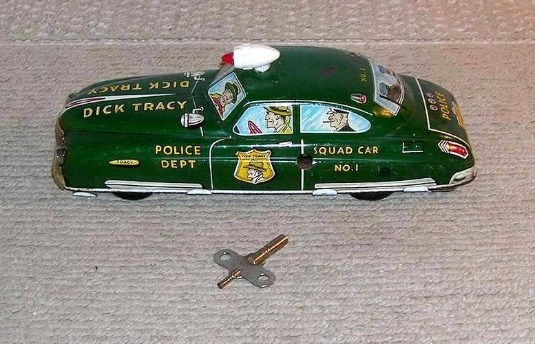 Vintage 1949 Dick Tracy Tin Litho Friction Car Marx Key Working Squad