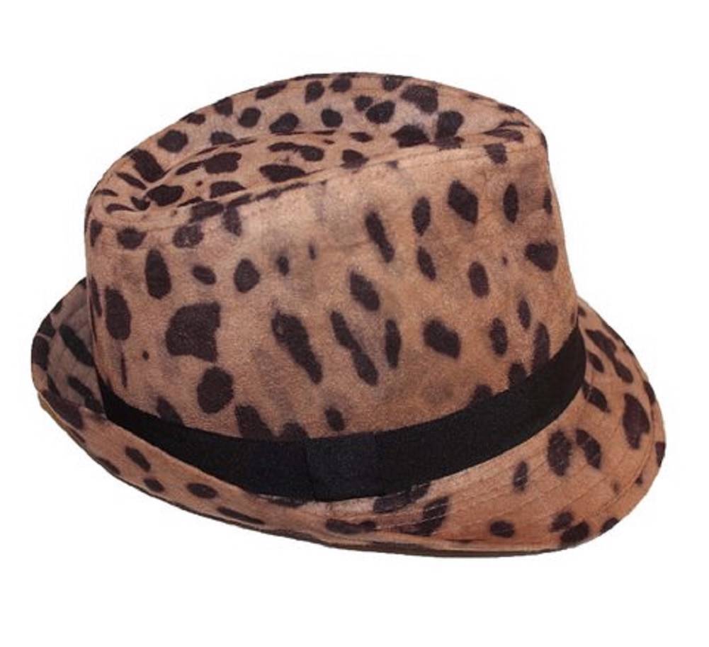 New NWT Collection 18 Fedora Hat Cap Animal Print Leopard Fully