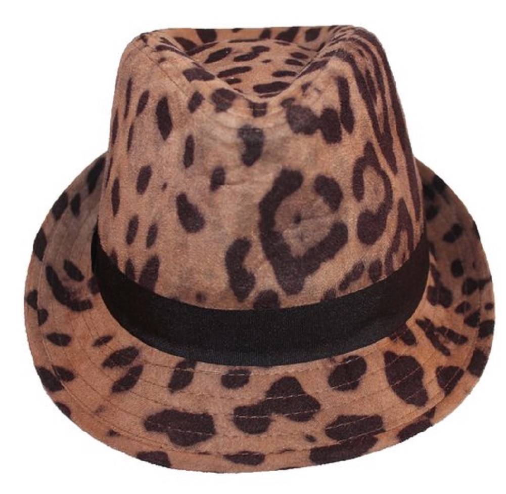 New NWT Collection 18 Fedora Hat Cap Animal Print Leopard Fully